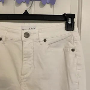 EUC LOFT women’s raw hem‎ white denim curvy skinny crop jeans size 27 thumbnail 2
