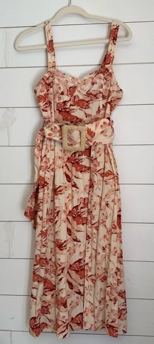 ASOS floral midi dress with belt thumbnail 1