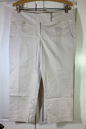 Talbots Modern Fit Cropped Pants 8P‎ Cream Ivory Cotton Stretch Petite Trousers thumbnail 1