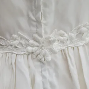Vintage Wedding Dress White Floral Applique Boho Bridal Gown Union Made thumbnail 11