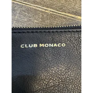 Club Monaco Leather Bag Pouch Zip Cosmetics Black Travel! thumbnail 4