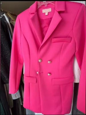 Lulus Vibrant fuchsia Pink Double-Breasted blazer mini dress Pearl Buttons thumbnail 3