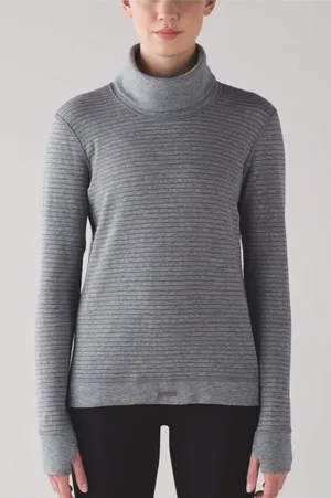 Lululemon Double‎ Up Reversible Turtleneck Top Women's 10 Grey thumbnail 1