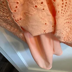 Eyelet Off Shoulder Dress Ruffle Sleeves Summer Casual Peach Mini thumbnail 4