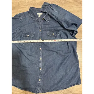 Croft & Barrow 100% Cotton Shirt Plus 1X Blue Denim Button‎ Down Long Sleeve thumbnail 5