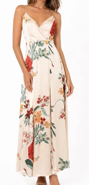 Lulus - Still The One Floral Faux Wrap Gown In‎ Cream Floral Print thumbnail 1
