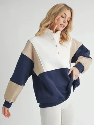 AEMI+CO Colorblock Pullover Blue Size L thumbnail 2