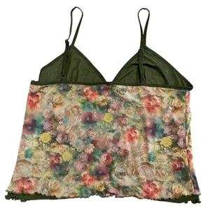 No Boundaries Vtg Y2K XL Mesh Floral Babydoll rosette Cottagecore Top Fairy Grunge Festival thumbnail 2