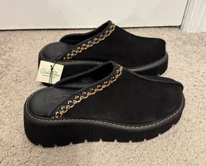 Carlos Pere Chunky Sole Platform Italian Suede Leather Clogs Black Women's 9.5 thumbnail 1