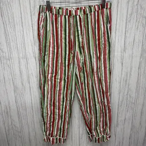 Womens Size S Print Fresh Candy Striped PJ Set EUC thumbnail 2