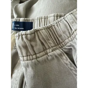 GAP Denim Pull-On Barrel Jeans Tan Khaki High Rise‎ Curved Leg Womens L Long thumbnail 6