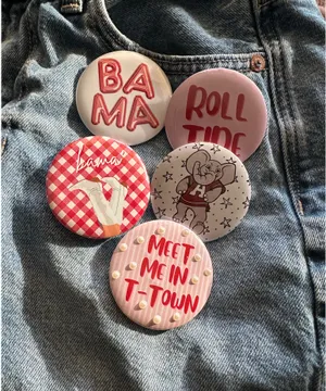 Handmade Alabama game day button pins thumbnail 1