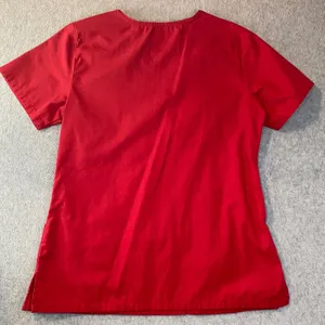 Dickies Scrub Top Women's Sz XS Red Mock Wrap Empire Waist‎ Medical Nursing Work thumbnail 2