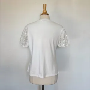 Ontwelfth Solid White Ruffle Sequin Short Sleeve Top thumbnail 4
