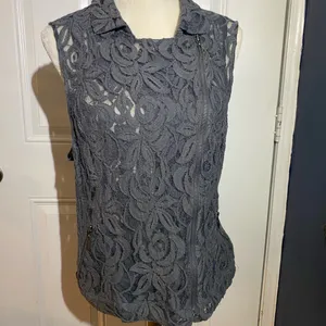 INC Slate Gray Lacy Vest Top Silver Size XL thumbnail 3