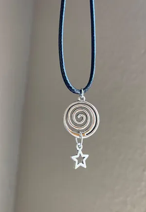 Handmade spiral swirl uzumaki & star funky boho grunge style unique necklace🌀🌼 thumbnail 2