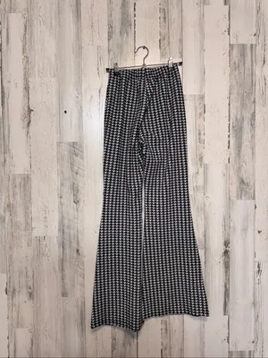 SHEIN Houndstooth High Waist Flare Pants Womens XS (US 2) Black White Bell Botto thumbnail 5