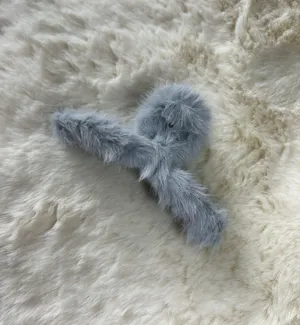 Grey Fluffy Claw Clip Gray thumbnail 1