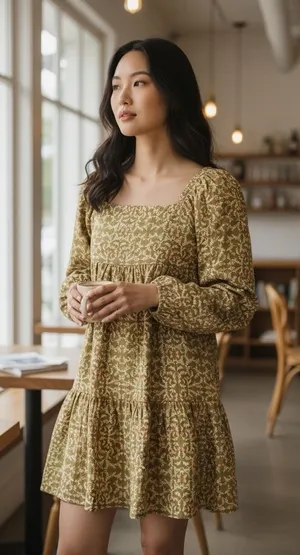 Universal Thread‎ XS Prairie Smocked Floral Long Sleeve Tiered Mini Dress NWT thumbnail 1