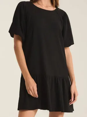Z SUPPLY Remy Drop Waist Texture Dress In‎ Black Size Medium thumbnail 1
