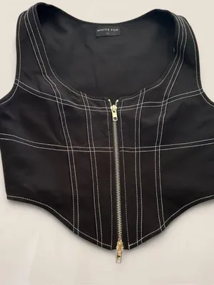 White Fox “Reservation Only” Bustier Corset Top Contrast Stitch Y2K Clubwear S thumbnail 4