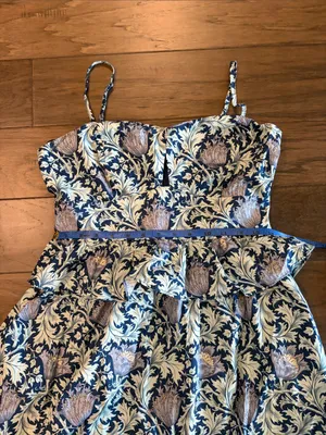 Tuckernuck Hyacinth House Blue Leafy Floral Maeve Midi Dress Sz S thumbnail 13