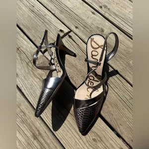 Sam Edelman Otello Metallic Silver Snakeskin Leather Pointed Stilettos, Size 10 thumbnail 8