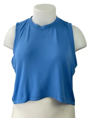Lululemon Sculpt Womens Blue Sleeveless Crewneck Cropped Muscle Tee Tank Top XL thumbnail 1