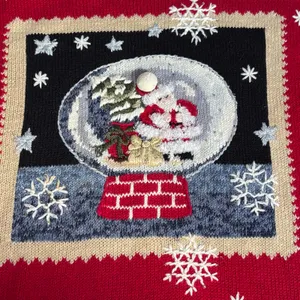 Vintage Y2K Tiara International Santa‎ Snow Globe Red Christmas Holiday Sweater thumbnail 8