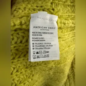 American Eagle Chunky Open Knit Cropped Sweater XS‎ Chartreuse Lime Green thumbnail 6