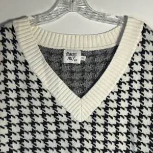 Princess Polly Black White Houndstooth Sweater‎ Vest Womens M/L Preppy thumbnail 3