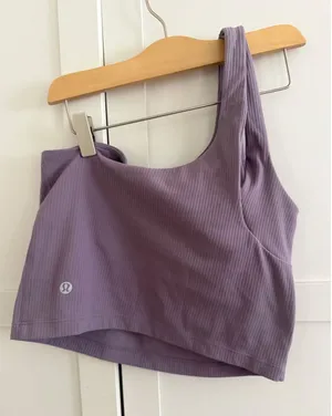 Lululemon Ribbed Nulu Asymmetrical Yoga Tank Top in Purple Ash W1ERPS Size 8 thumbnail 1