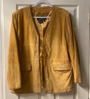 Terry Lewis Classic Luxuries Women's Tan Suede Jacket Lined GORGEOUS- Size L thumbnail 1