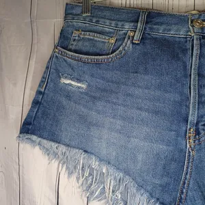 We The Free Blue Jean Shorts Distressed Frayed Hem thumbnail 4