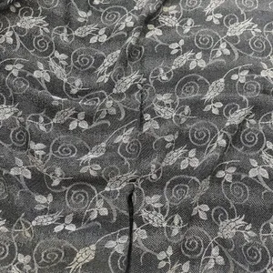 Women's Black Beige Floral Pashmina Scarf Viscose Acrylic Elegant Fringe Wrap thumbnail 4