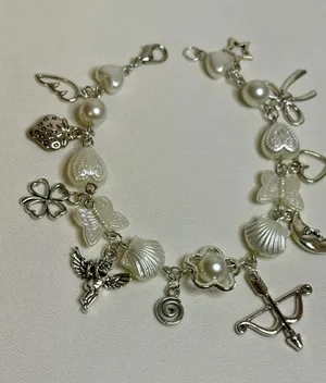 Handmade Silver Pearl Charm Bracelet thumbnail 2