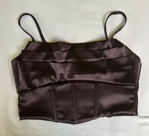 Black satin corset crop top thumbnail 1