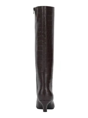 NWT INC International Concepts Knee High Boots Kitten Heel Brown Croc 8M thumbnail 3