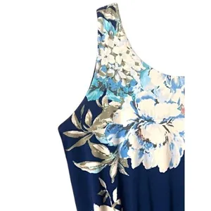 Floral Print Dress S Navy Blue Elastic Waist Stretchy Coquette Cottagecore Beach thumbnail 12