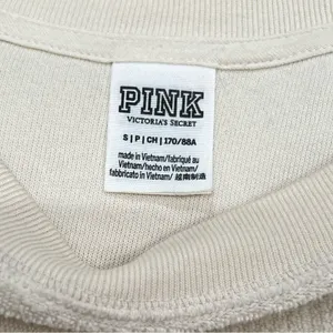 Victoria’s Secret PINK Cream Embroidered Fuzzy Crewneck Sweatshirt Women’s Small thumbnail 3