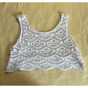 Crochet Crop Top Size M/L Cream Festival Beach Party thumbnail 2