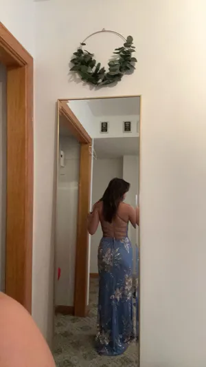 Blue and pink prom dress thumbnail 3