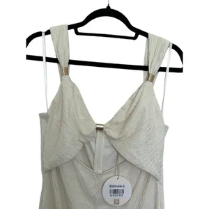Sun white cut-out maxi dress with gold-tone hardware details on the straps thumbnail 6