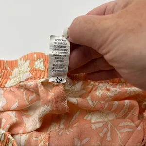 World Market Peach Green Floral Print Pajama Pants Womens Size‎ Small Pull On thumbnail 4