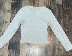 American Eagle Maddie & Kenzie Ziegler Grey Light Long Sleeve Collection Top thumbnail 1