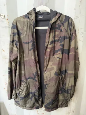 Dark Seas Small Camouflage Hooded Jacket with Black Fleece Lining thumbnail 1