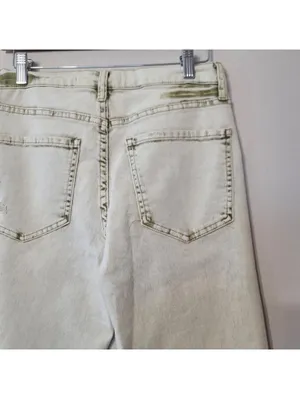 Sam Edelman Bay Flare Jeans Moss Green & Sand Sz 28 Grunge thumbnail 7