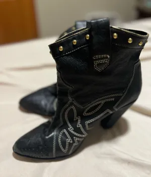 Leather western ankle boots Black Size 11 thumbnail 3