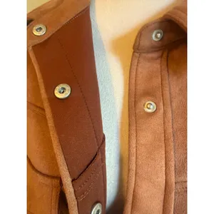 Brown Faux Suede Fringe Western Shacket Brown boho retro y2k Jacket Medium bohem thumbnail 7