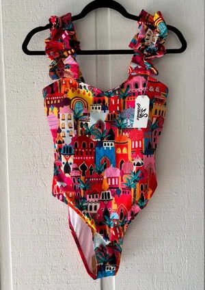 SPORLIKE Women One Piece Swimsuit Ruffle Adjustable Straps Bathing Suit Tummy Co thumbnail 1
